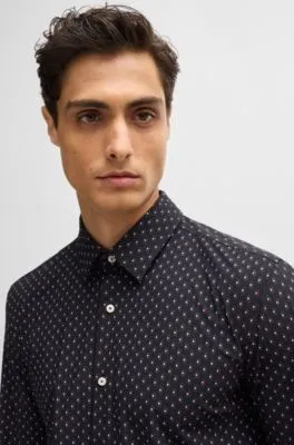 Slim-fit shirt in printed performance-stretch material