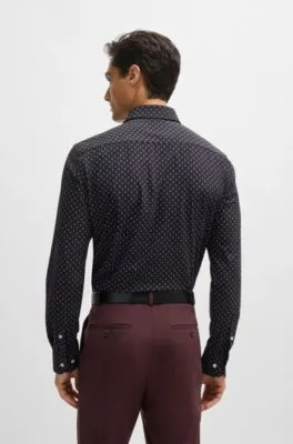 Slim-fit shirt in printed performance-stretch material