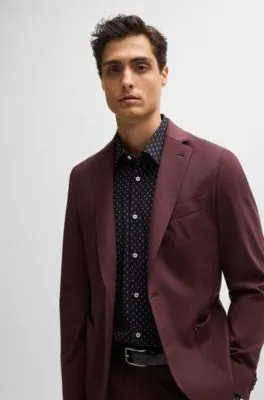 Slim-fit shirt in printed performance-stretch material