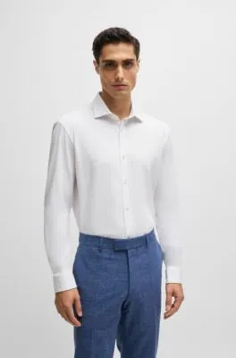 Slim-fit shirt in stretch-cotton jersey