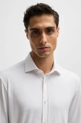 Slim-fit shirt in stretch-cotton jersey