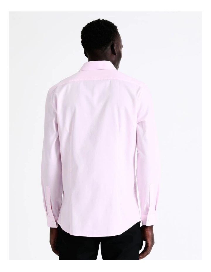 Slim Long Sleeve 1 Colour Dobby Shirt in Pink