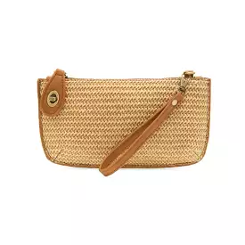 Solid Straw Mini Wristlet Crossbody