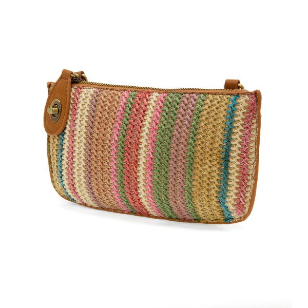 Solid Straw Mini Wristlet Crossbody