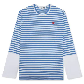 Stripe White T-Shirt - Blue