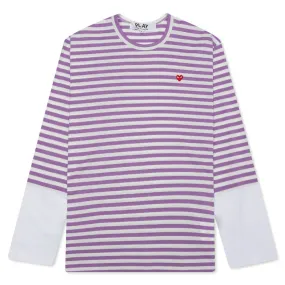 Stripe White T-Shirt - Purple