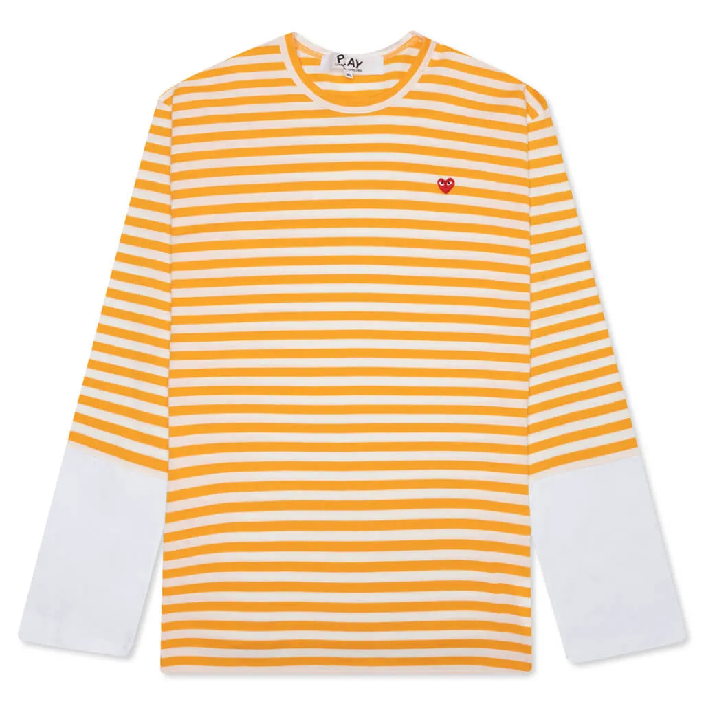 Stripe White T-Shirt - Yellow