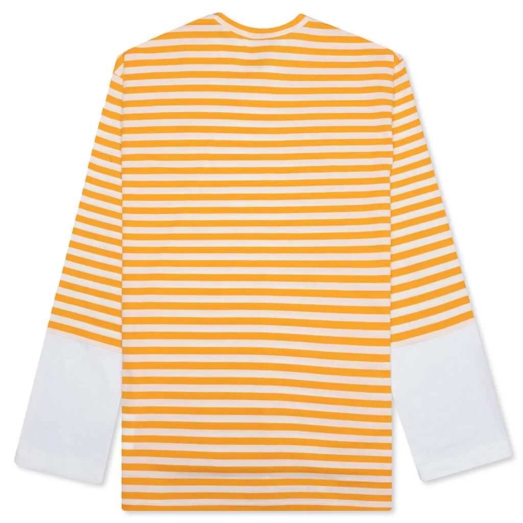 Stripe White T-Shirt - Yellow