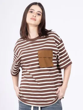 Swirl Coffee Stripe T-Shirt [ Unisex ]