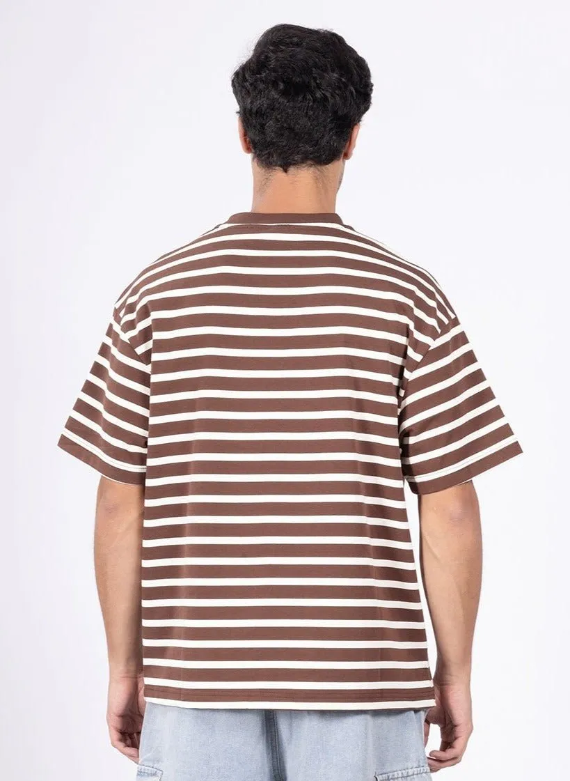 Swirl Coffee Stripe T-Shirt [ Unisex ]