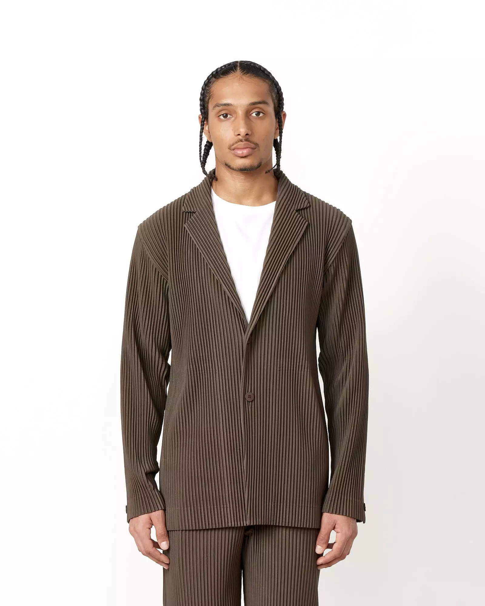 Tailored Pleats 1 Blazer in Dark Khaki