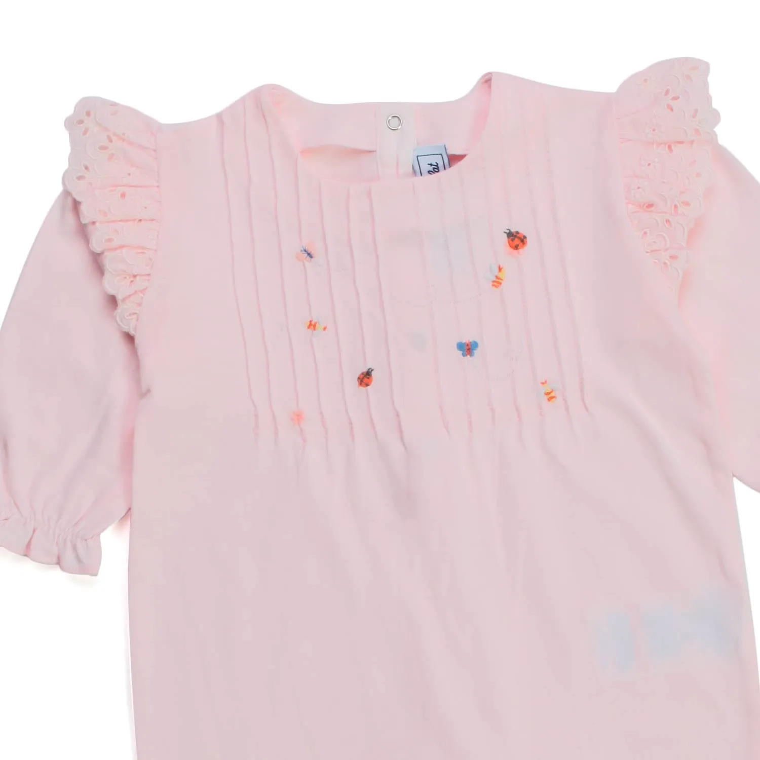 Tartine Et Chocolat Baby Girl Embroidered Pink Romper