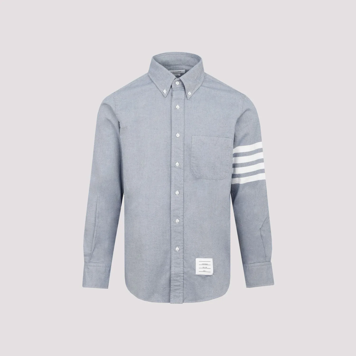 THOM BROWNE Mens Blue Long Sleeve Shirt - Slim Fit Long Top for Men in 2024