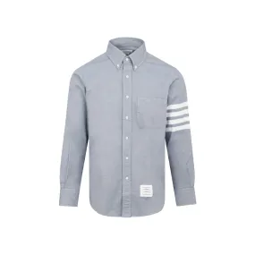 THOM BROWNE Mens Blue Long Sleeve Shirt - Slim Fit Long Top for Men in 2024