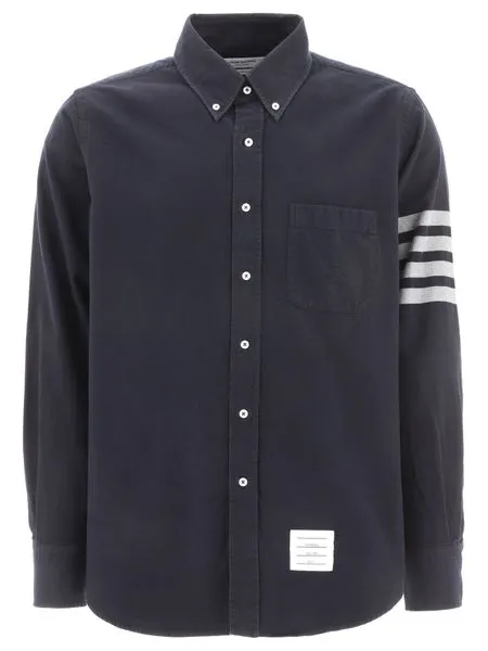 THOM BROWNE Mens Blue Long Sleeve Shirt - Slim Fit Long Top for Men in 2024