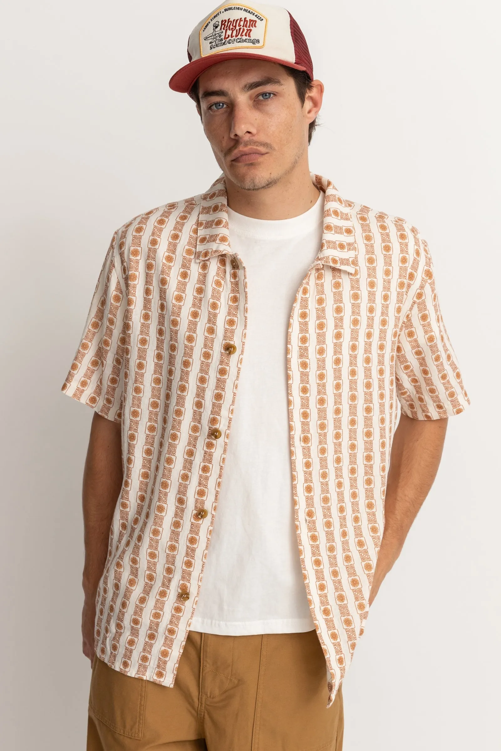 Tile Stripe Ss Shirt Natural