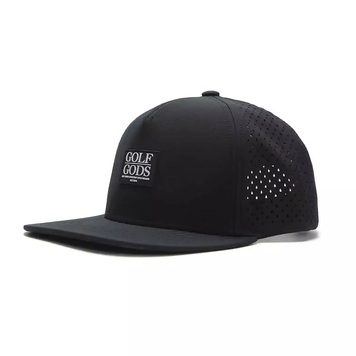 TOUR PRO Clubhouse Patch Golf Hat in Black with Flat Brim