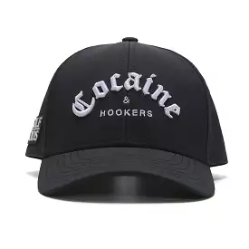 TOUR PRO Cocaine & Hookers Golf Hat in Black with Curved Brim