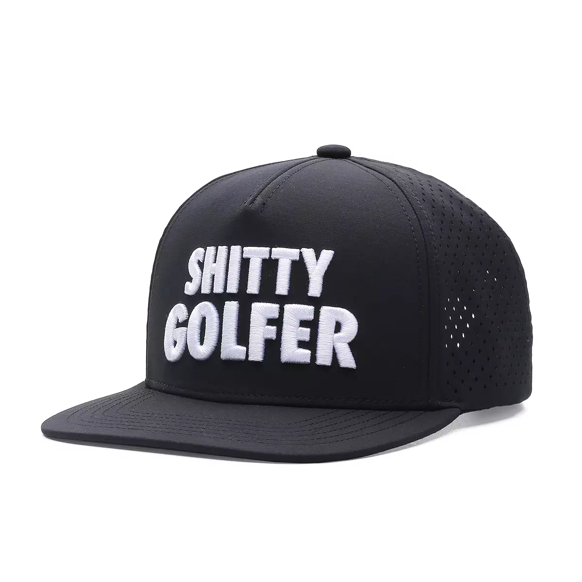 TOUR PRO Shitty Golfer Golf Hat in Black with Flat Brim