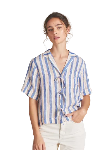 Trovata Inez Shirt, Azul Stripe