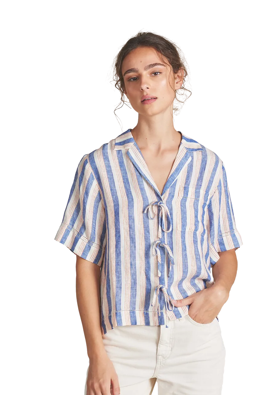 Trovata Inez Shirt, Azul Stripe