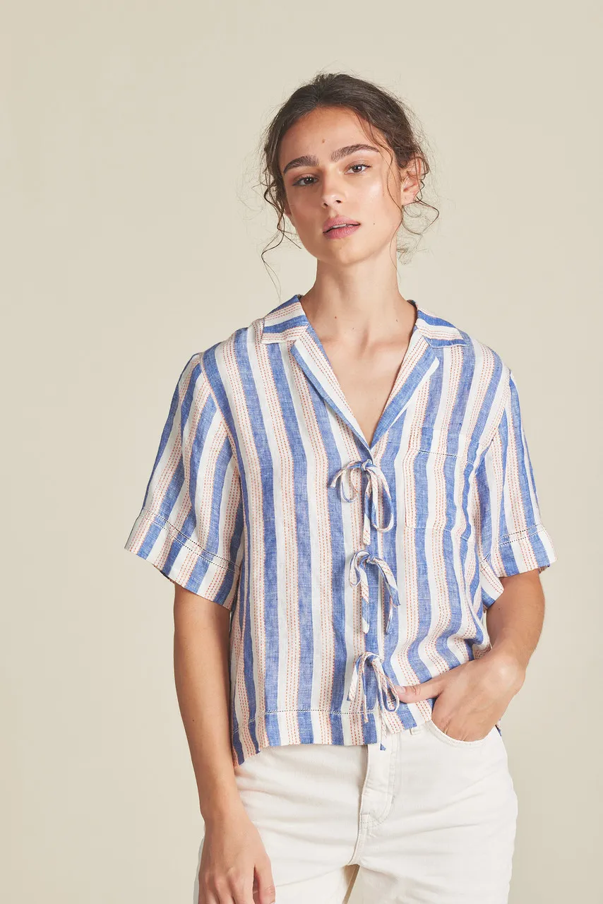 Trovata Inez Shirt, Azul Stripe