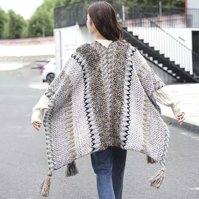 Winter Knitted Warm Tassel Scarf Shawl