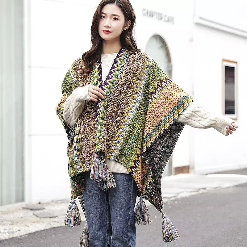 Winter Knitted Warm Tassel Scarf Shawl