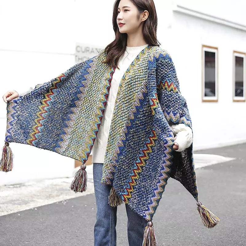 Winter Knitted Warm Tassel Scarf Shawl