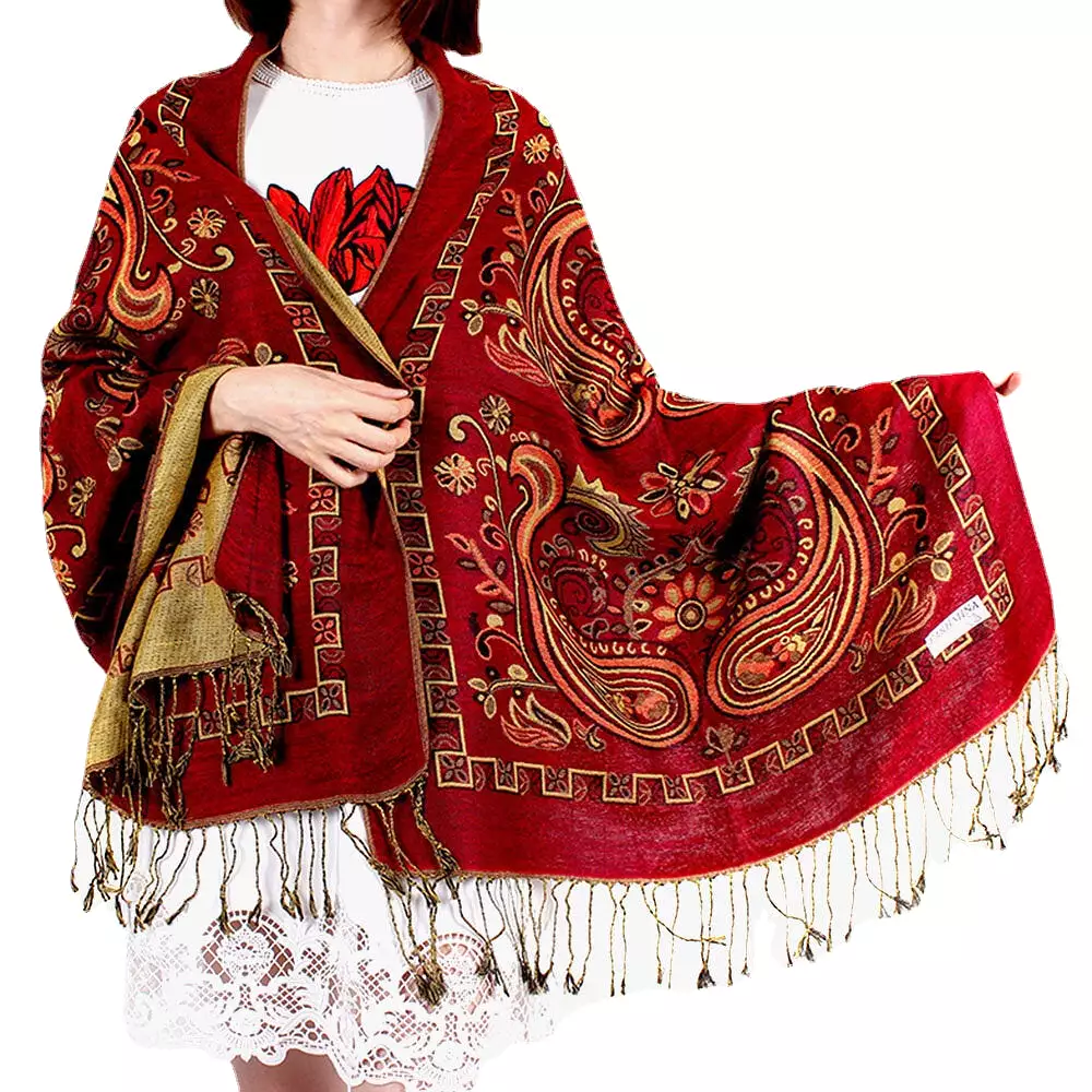 Women Ethnic Style Keep Warm Plus Thick Long Scarf Shawl With Tassel