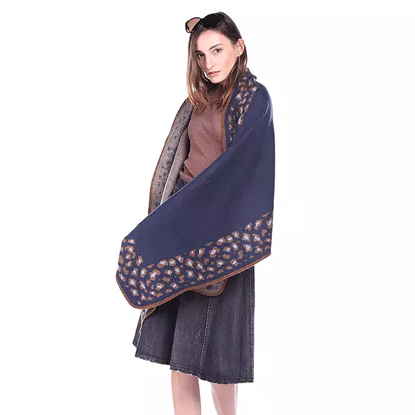 Women Printing Winter Warm Scarf Casual Leopard Pattern Blanket Scarf Shawl