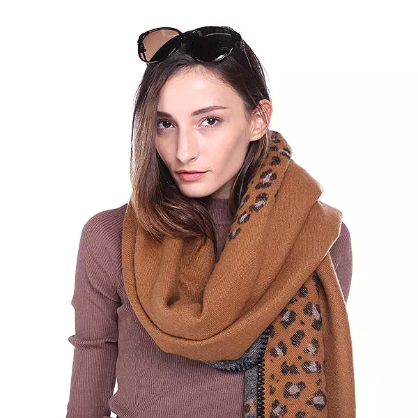 Women Printing Winter Warm Scarf Casual Leopard Pattern Blanket Scarf Shawl