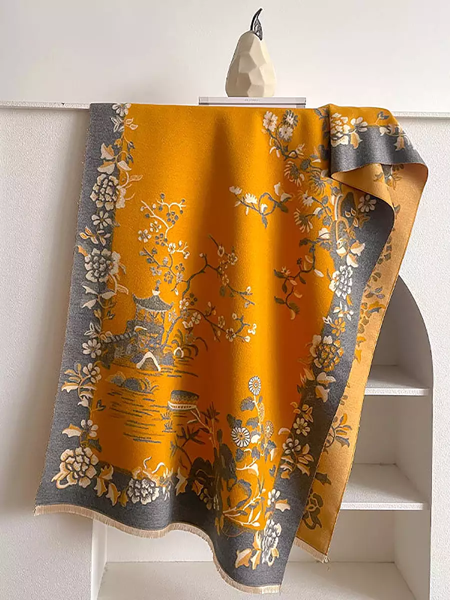 Women Winter Elegant Print Flower Scarf Shawl