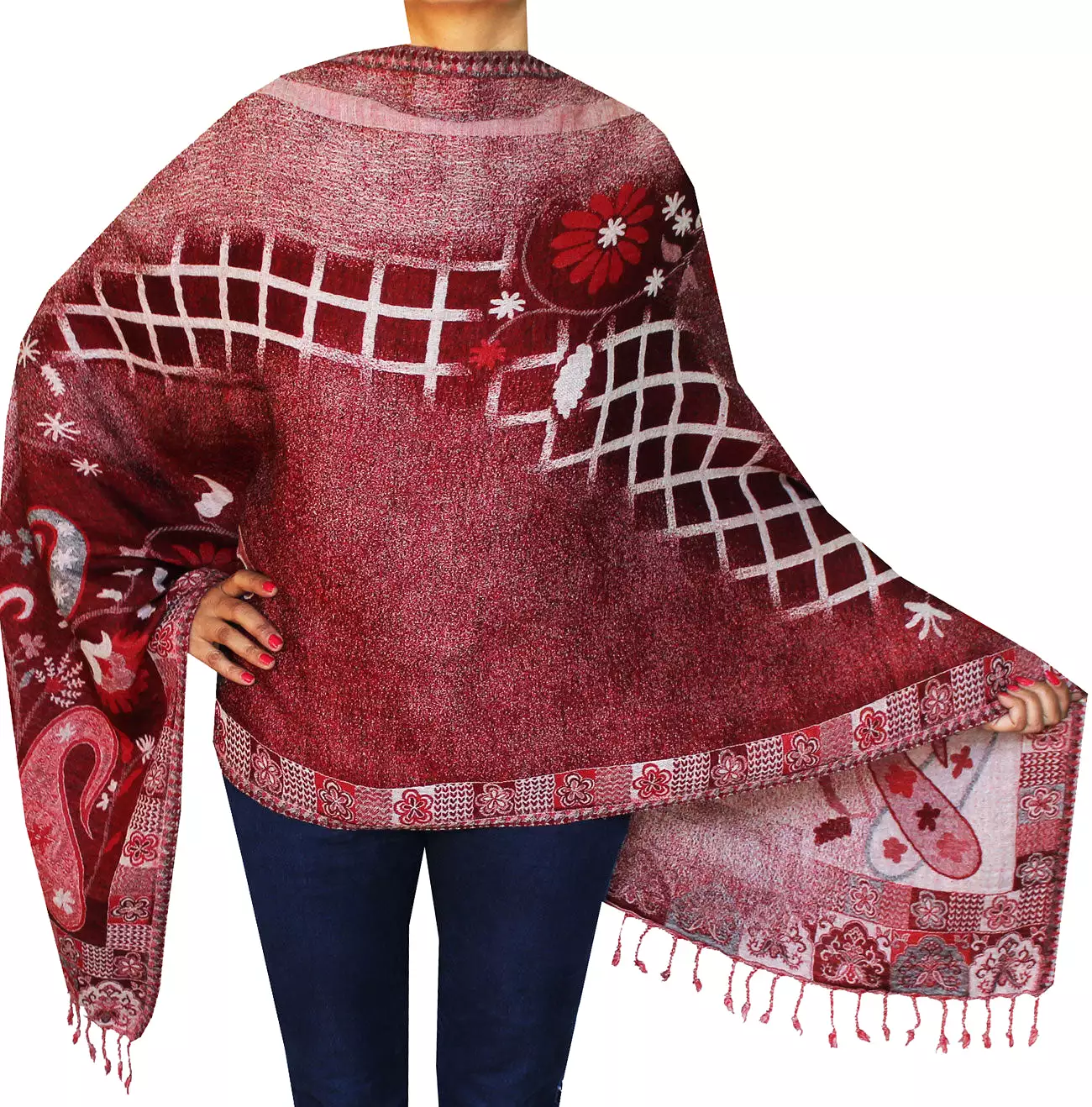 Womens Boiled Wool Shawl Scarf Gift India Clothes (76 x 28 inches)