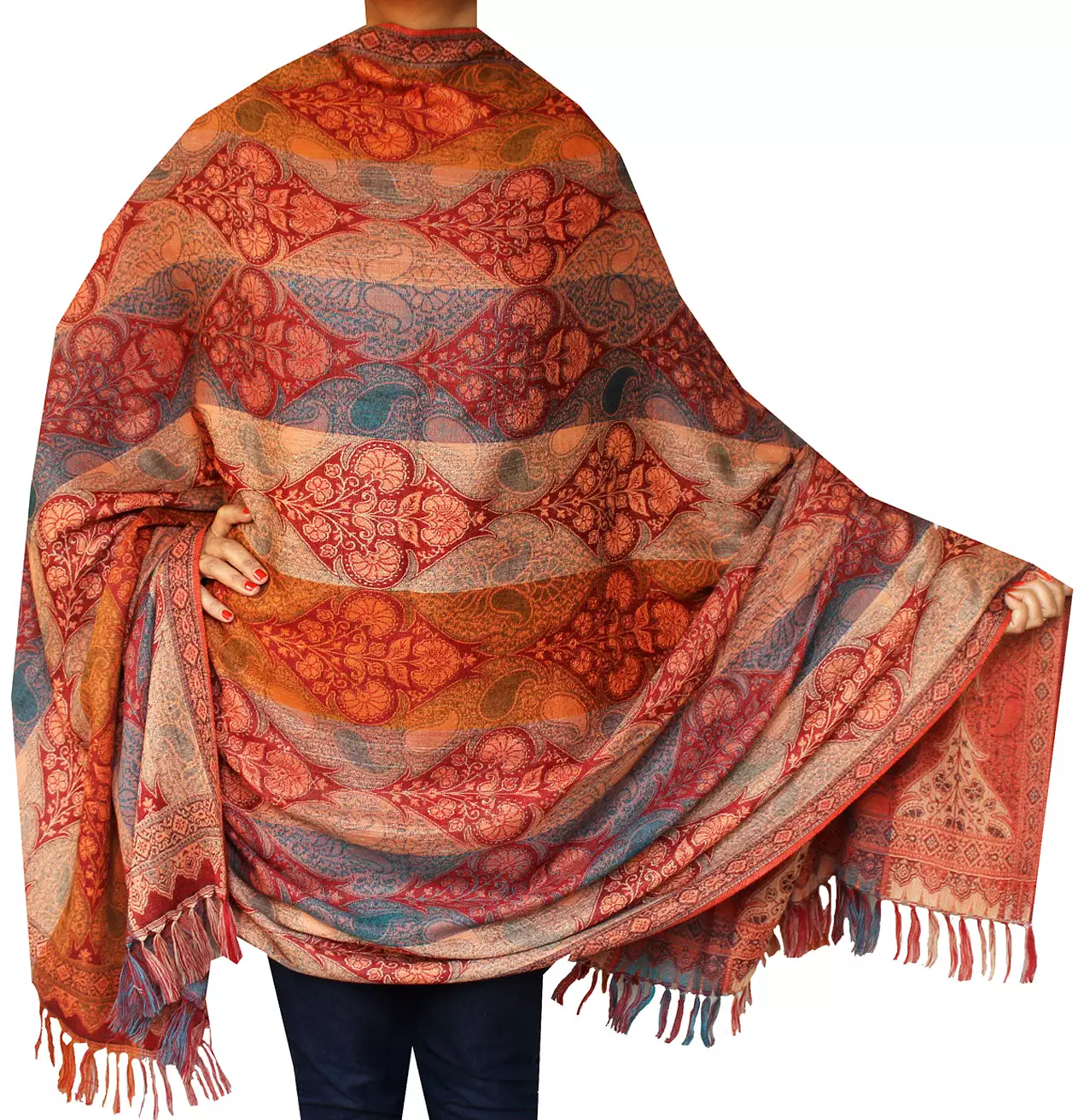 Womens Jamawar Wool Shawl Wrap Gift India Clothes (82 x 42 inches)