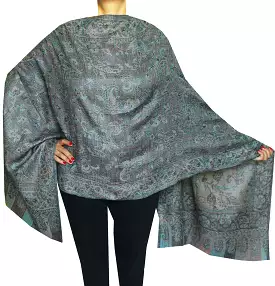 Womens Paisley Scarf Shawl Wool Indian Clothing (80 x 28 inches)