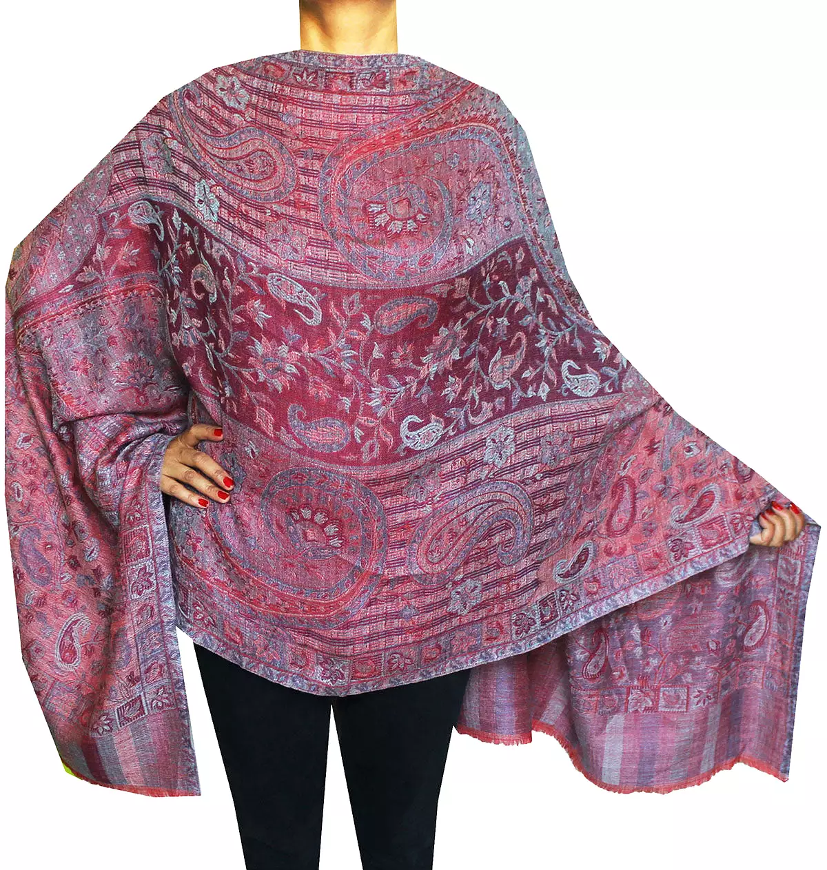 Womens Paisley Scarf Shawl Wool Indian Clothing (80 x 28 inches)