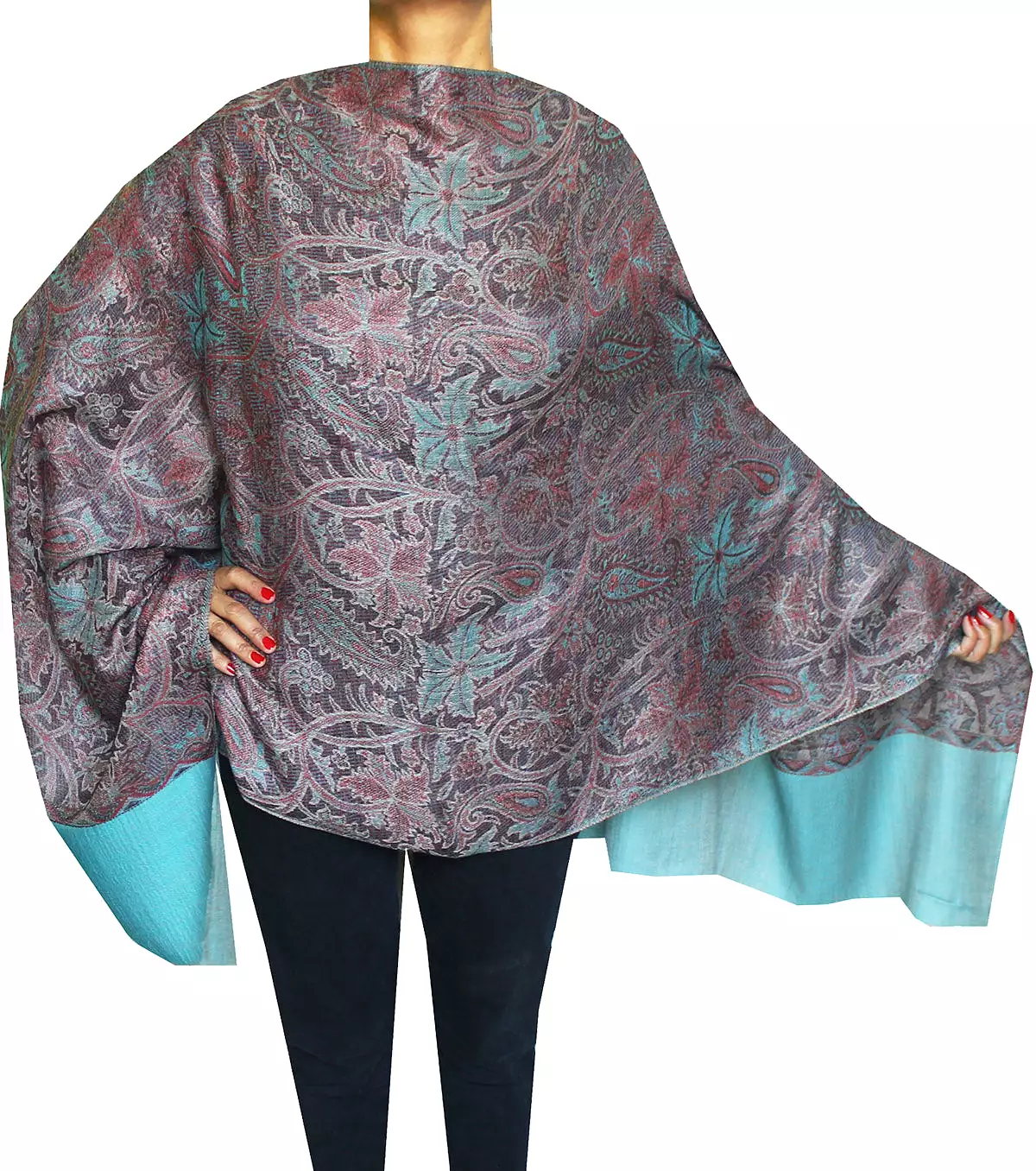 Womens Paisley Scarf Shawl Wool Indian Clothing (80 x 28 inches)