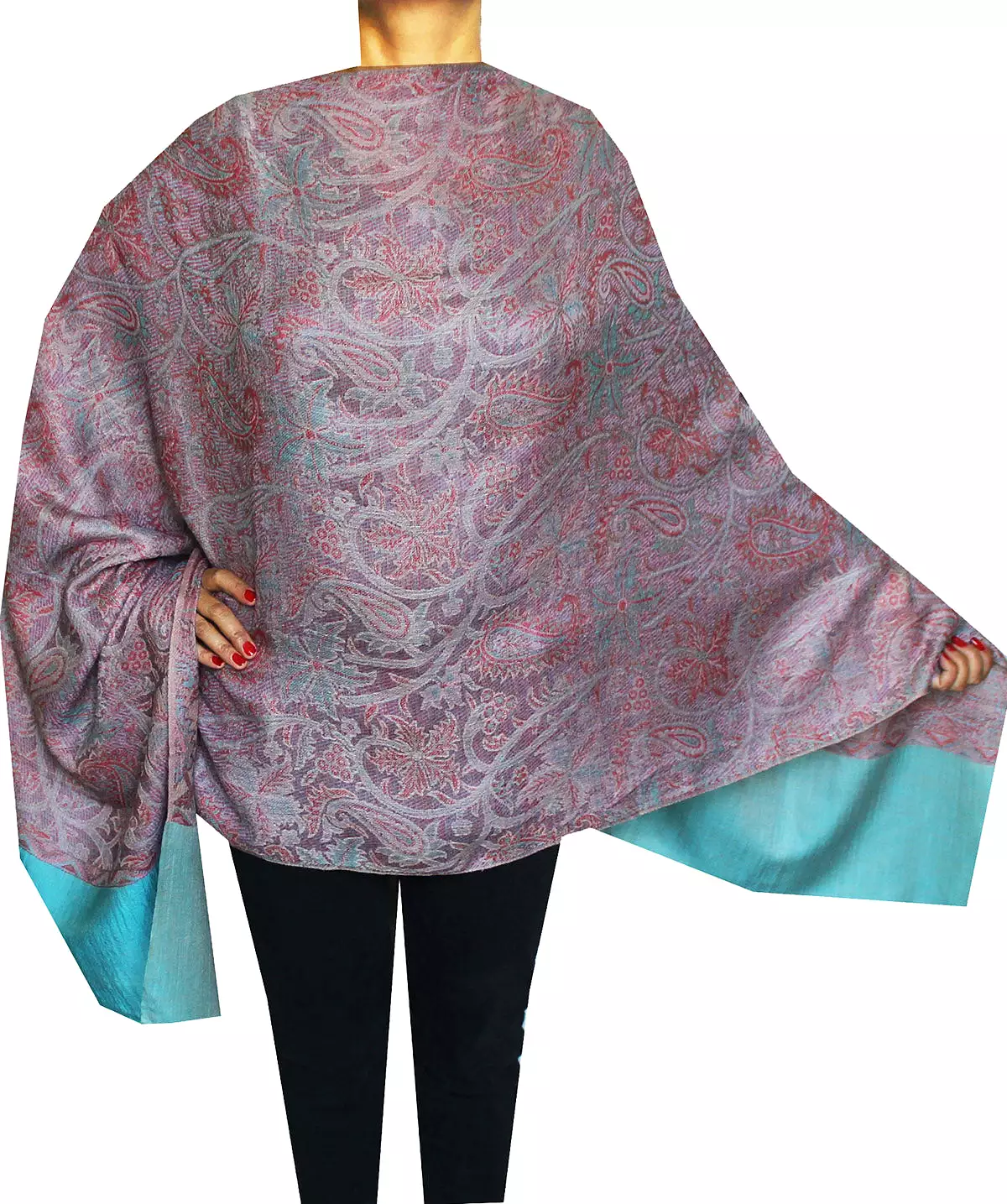 Womens Paisley Scarf Shawl Wool Indian Clothing (80 x 28 inches)