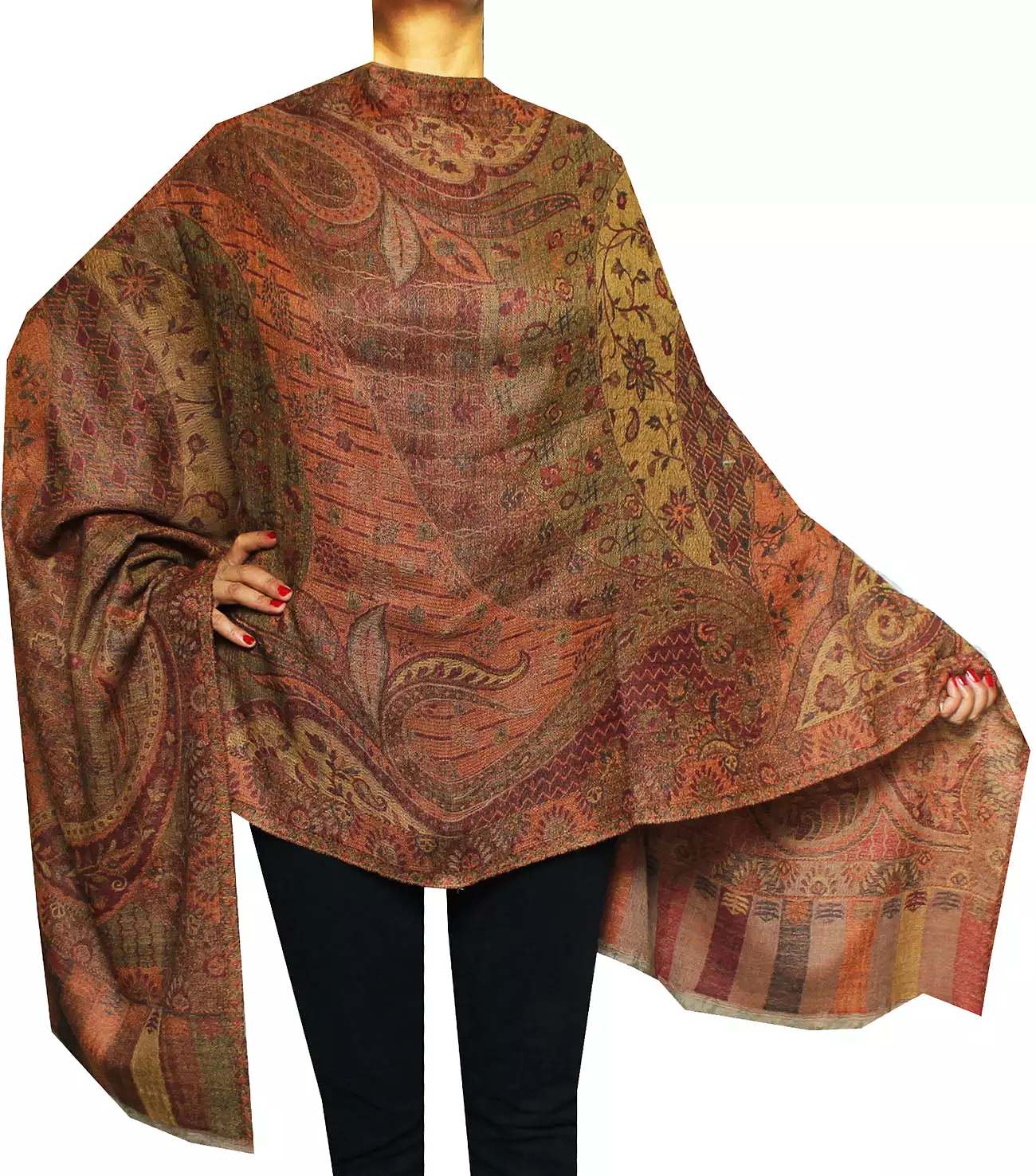 Womens Paisley Scarf Shawl Wool Indian Clothing (80 x 28 inches)