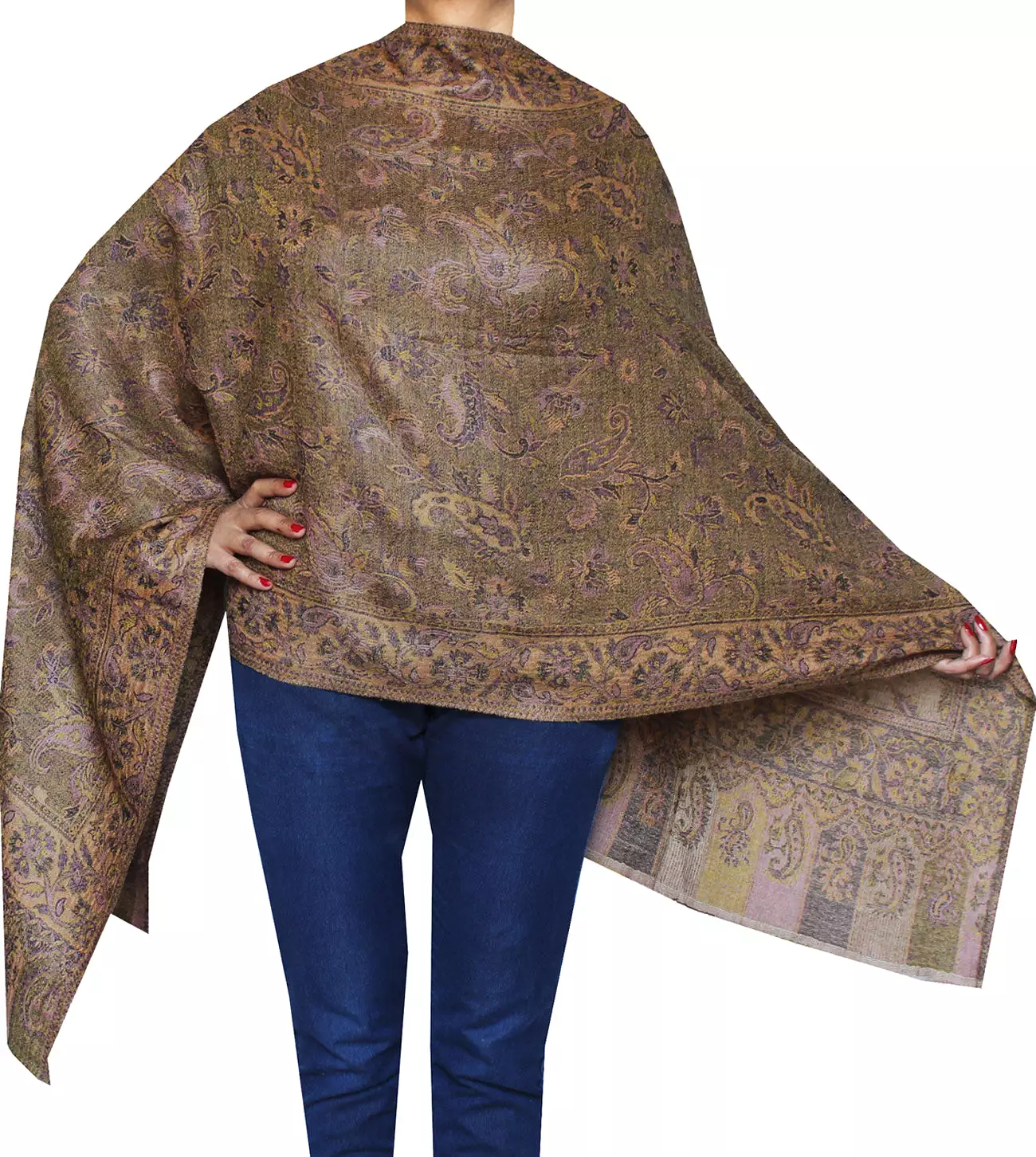 Womens Paisley Scarf Shawl Wool Indian Clothing (80 x 28 inches)