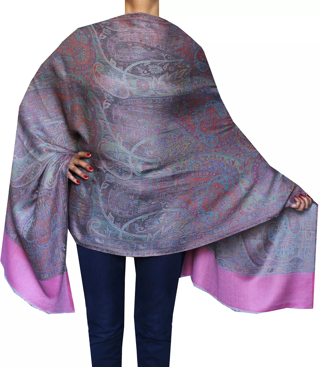 Womens Paisley Scarf Shawl Wool Indian Clothing (80 x 28 inches)