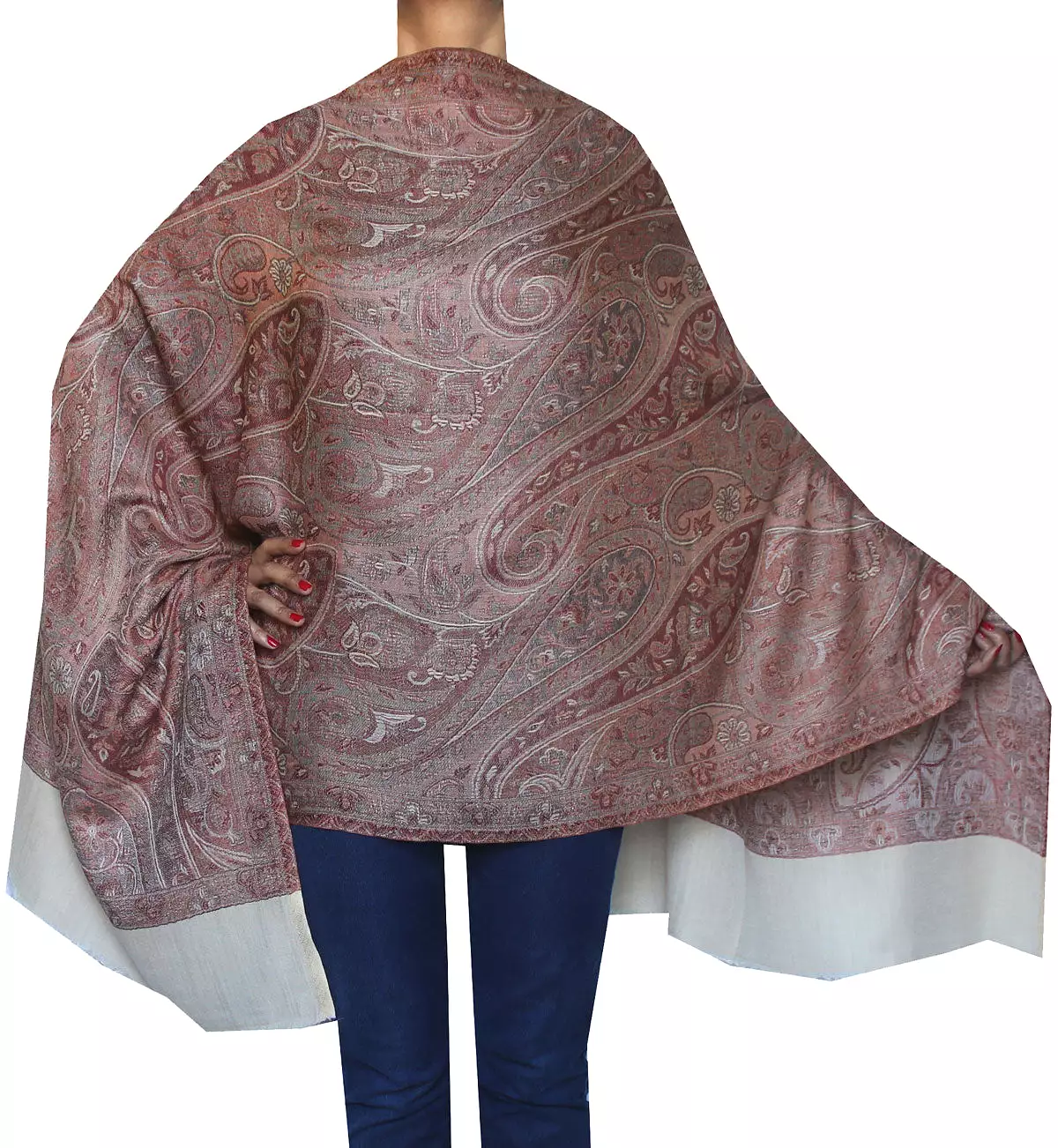 Womens Paisley Scarf Shawl Wool Indian Clothing (80 x 28 inches)