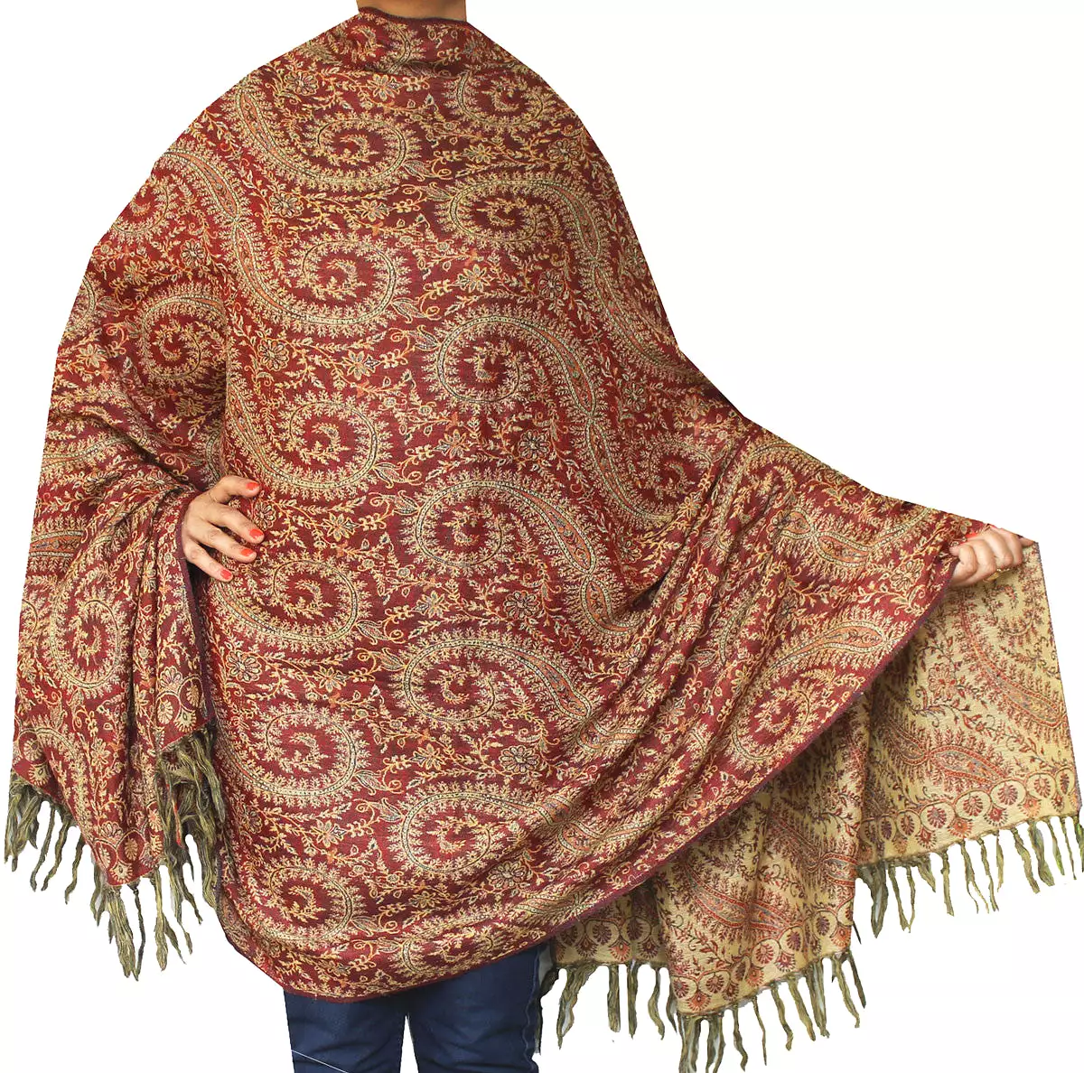 Womens Paisley Wool Shawl Wrap Gift India Clothes (82 x 42 inches)