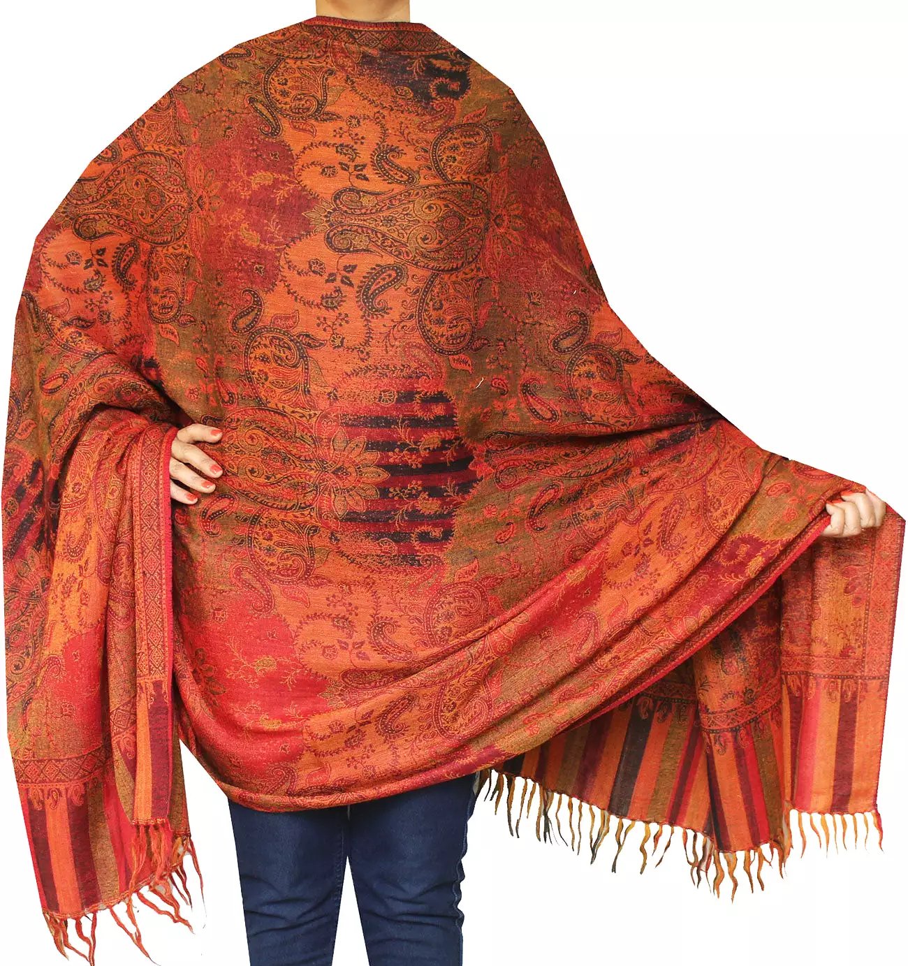 Womens Paisley Wool Shawl Wrap Gift India Clothes (82 x 42 inches)