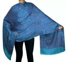 Women's Paisley Wool Shawl Wrap Gift India Clothing (80 x 40 inches)