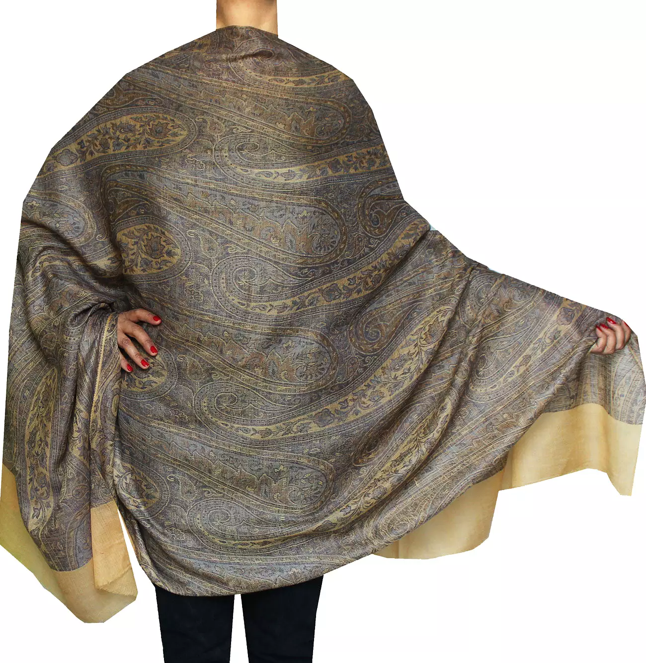 Women's Paisley Wool Shawl Wrap Gift India Clothing (82 x 42 inches)