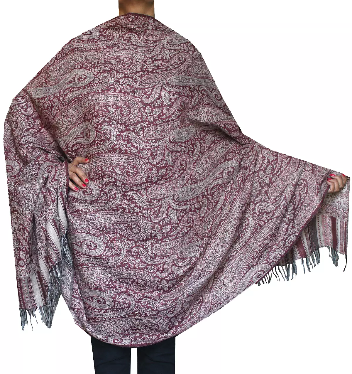 Women's Paisley Wool Shawl Wrap Gift India Clothing (82 x 42 inches)