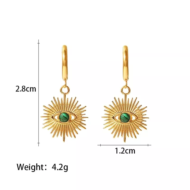 Women's Peacock Turquoise Cutout Devil Eye Earrings