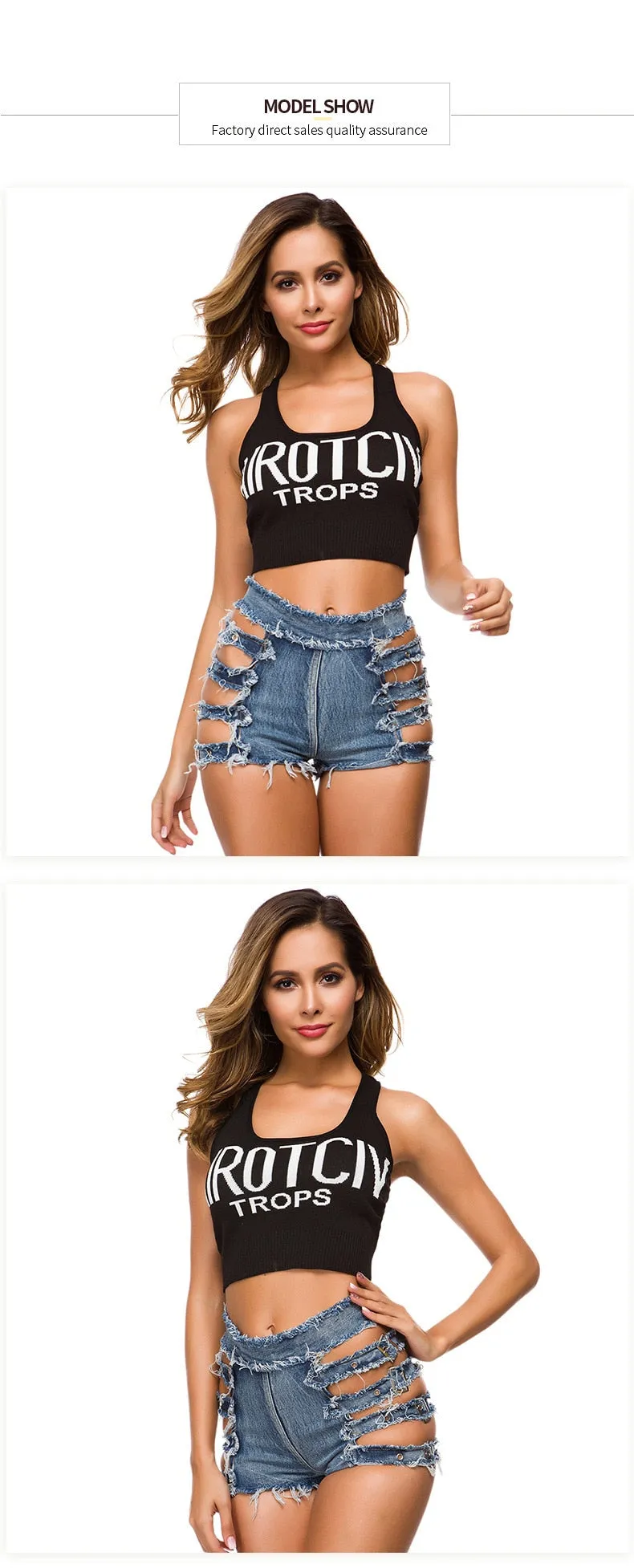 Women's Sexy Denim Bandage Ripped Hollow Out High Waist Jeans Shorts